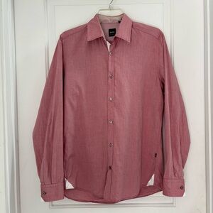 Hugo Boss Men's Long Sleeve Button Down in Red